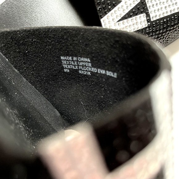 NWOB MICHAEL KORS Rhinestone Slide Sandals Black Sparkle Flats Rubber - Picture 7 of 10